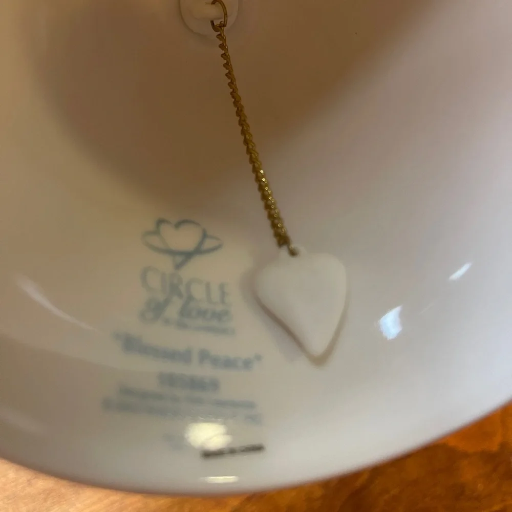 Vtg Bell Circle of Love Blessed Peace Angel Porcelain Figurine Heart Clapper - Picture 2 of 5